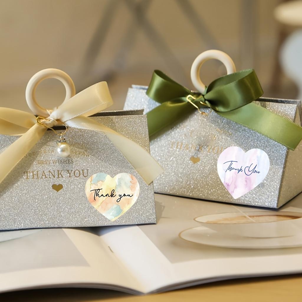 500 Stickers/Roll Ins Style Multicolor Thank You Self-Adhesive Roll Stickers, Simple Heart/Shape Suitable for Gift Wrapping Boxes, Envelopes