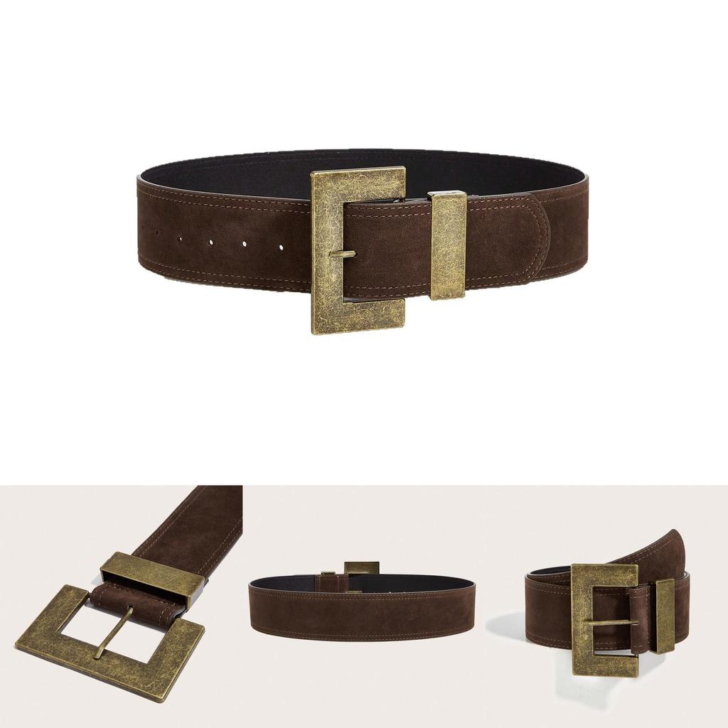 Style Rivet Leather Belt With Alloy Pin Buckle For Casual Outfits And Street Fashion