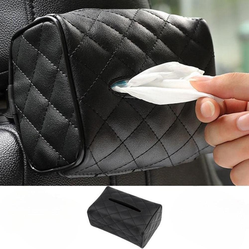 Tissue Boxes Holder for Car PU Leather Universal Car Sun Visor or Vehicle Backseat Tissue Holder
