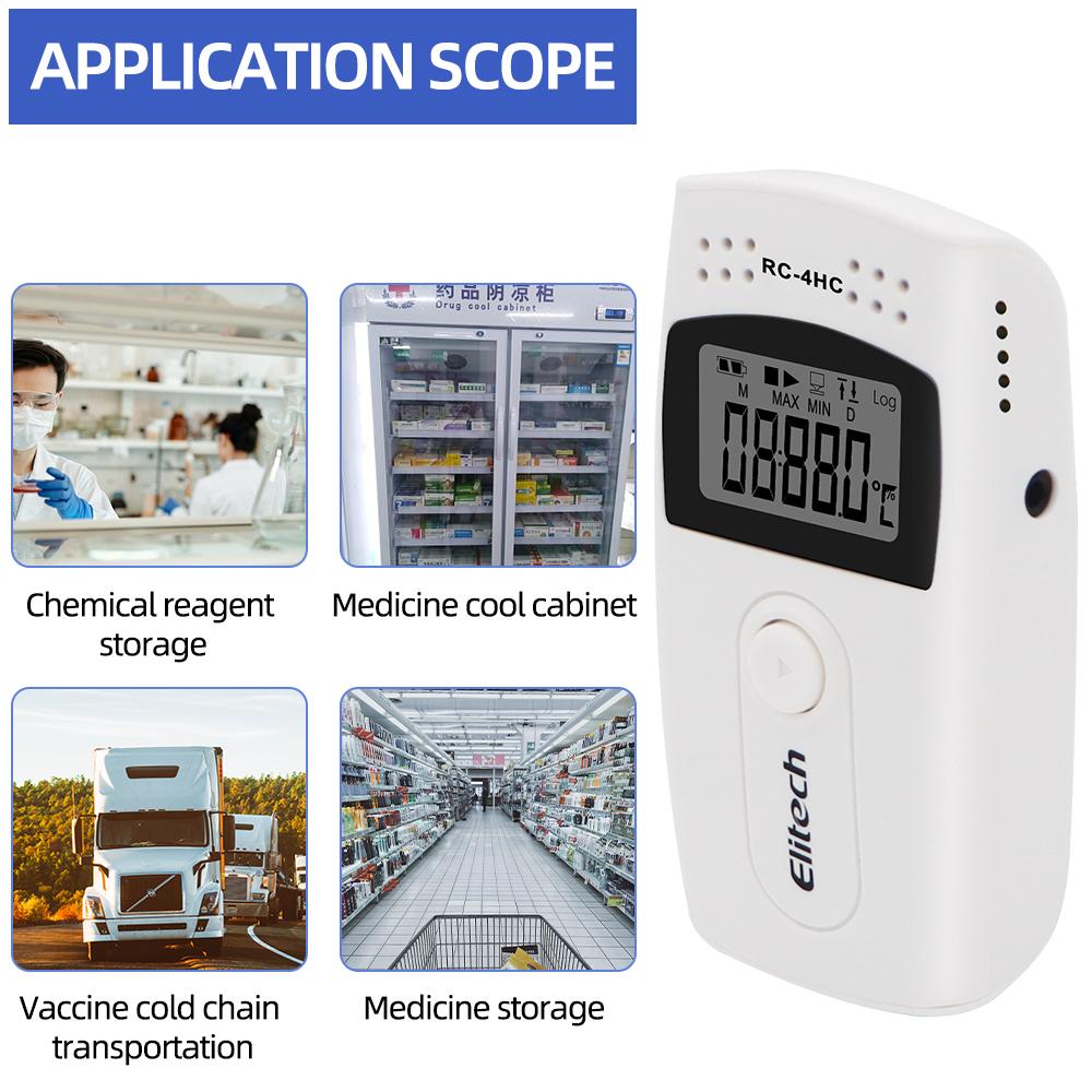 RC-4HC Temperature Data Logger USB Datalogger Temp Humidity Tester 16000 points Mini Data Recorder for Storage Cold-chain