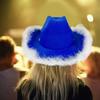 Stylish Cowgirls Hat Ocean Blue Sun Hat With Feathered Trim For Music Festival Beach Parties And Everyday Casual Wear