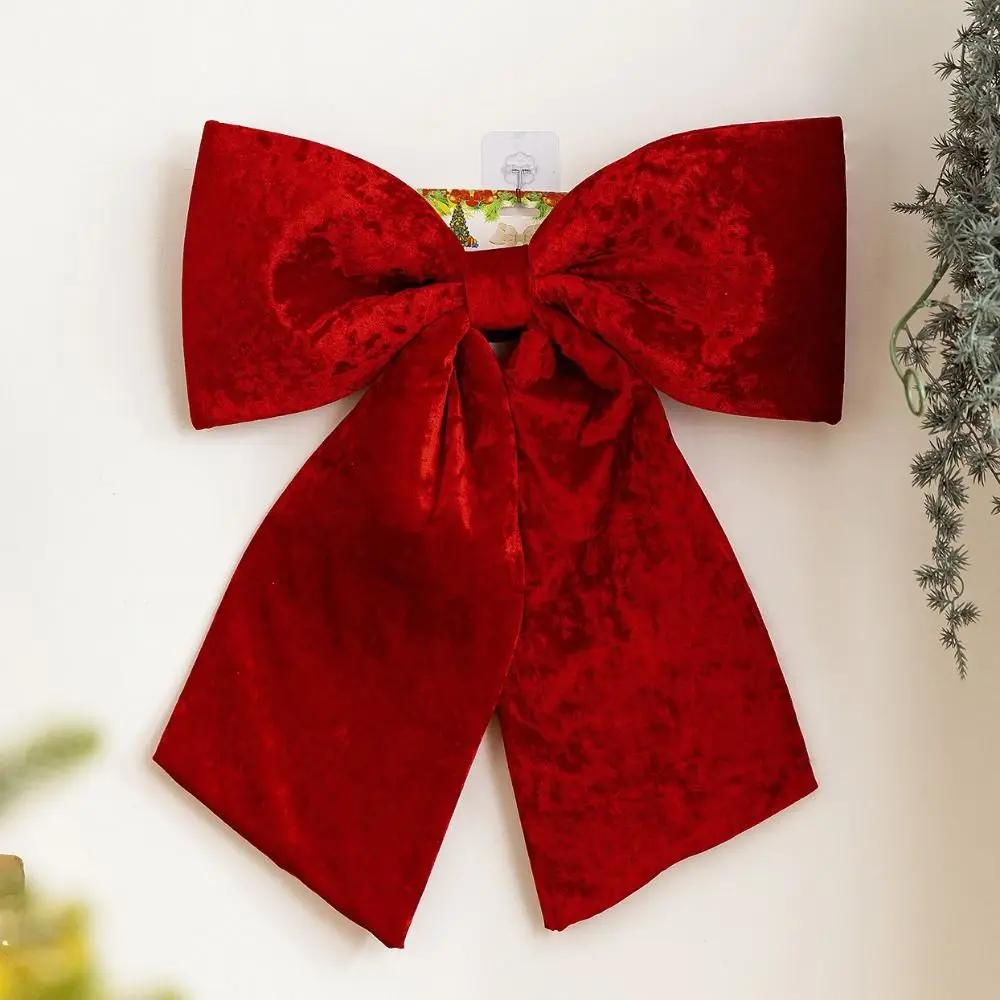 Festive Velvet Christmas Bow Red DIY Velvet Bow Large Hanging Bow Party