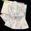 Colorful Cartoon Pattern Summer Loose Popular Simulation Silk Cool Short-Sleeved Shorts Loungewear Set