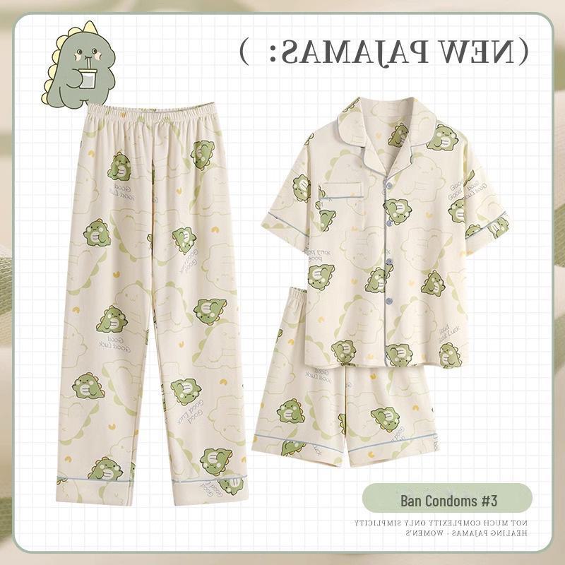 "Set de lounge din mătase de lapte pentru fete cu model dinozaur de desene animate, trei piese"