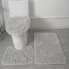3pc Bathroom Set Rug Mat Toilet Lid Cover Plain Solid Color Bathmats