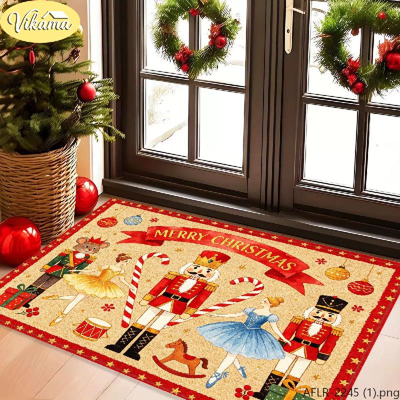Christmas Nutcracker Ballet Story Doormat, Merry Christmas Welcome Rug, Non-Slip Entryway Doormat, Home Decor