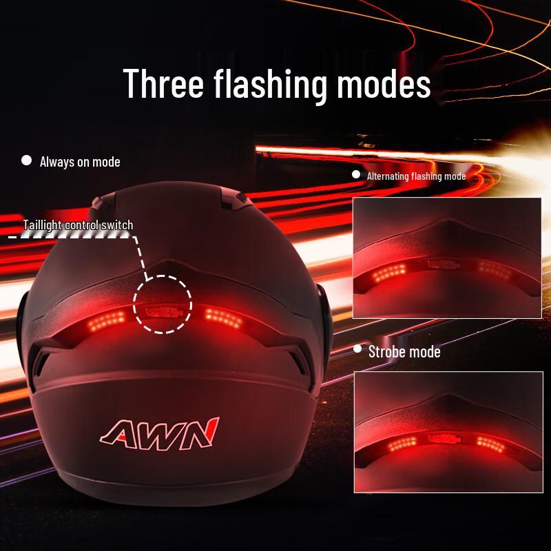 Lishi 501 Dual-Lens Motorcycle Helmet with LED Tail Light