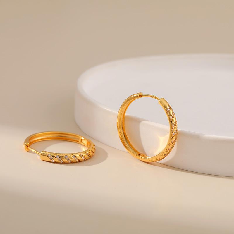 Classic Minimalist Plain Circle Zircon Earrings Versatile Business Chic Jewelry For Women