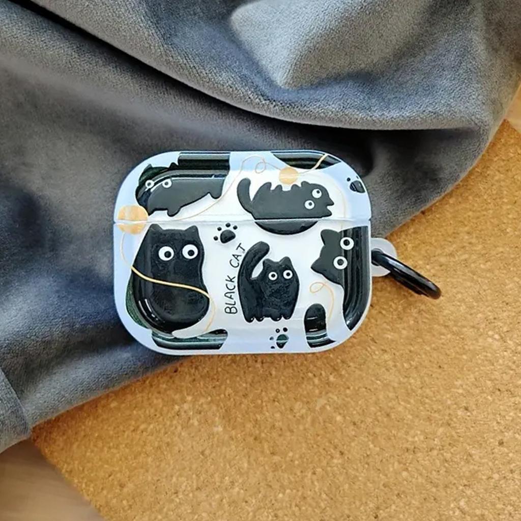 Creative cartoon black cat earphone case for AirPods1/1 earphone cover AirPods pro protective cover