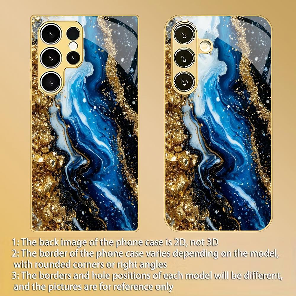 Sand Splicing Color Electroplated Glass Phone Case Suitable for Samsung Galaxy S26 S25 S24 S22 S21 S20 FE/Ultra/Plus Anti Drop