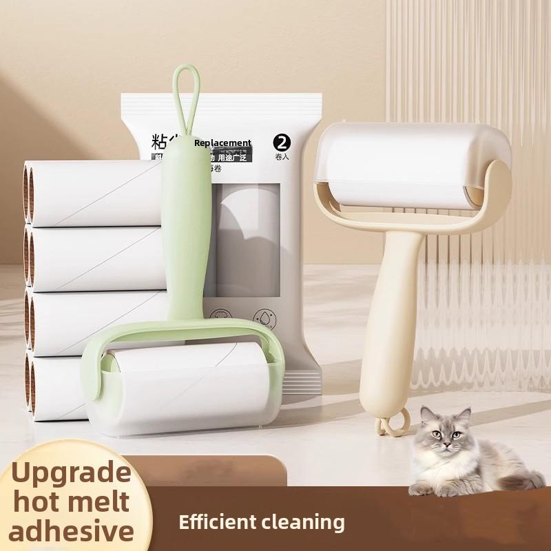 Household Hairbrush with Detachable Replaceable Roll Paper Drum - Powerful Pet Dust Removal Tool for Cleaning Clothes, Hair and Pets' Fur