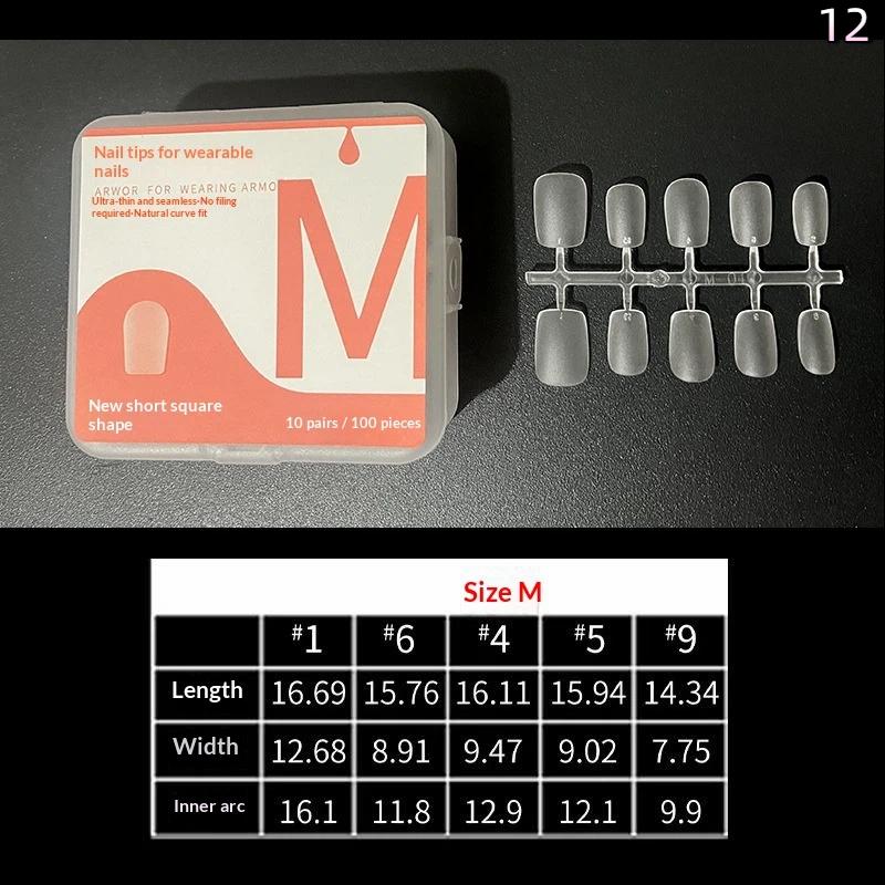 100Pcs No Polish Short Medium Coffin French Full Cover Nail Tips Press On False Nails DIY Manicure Extension Tools