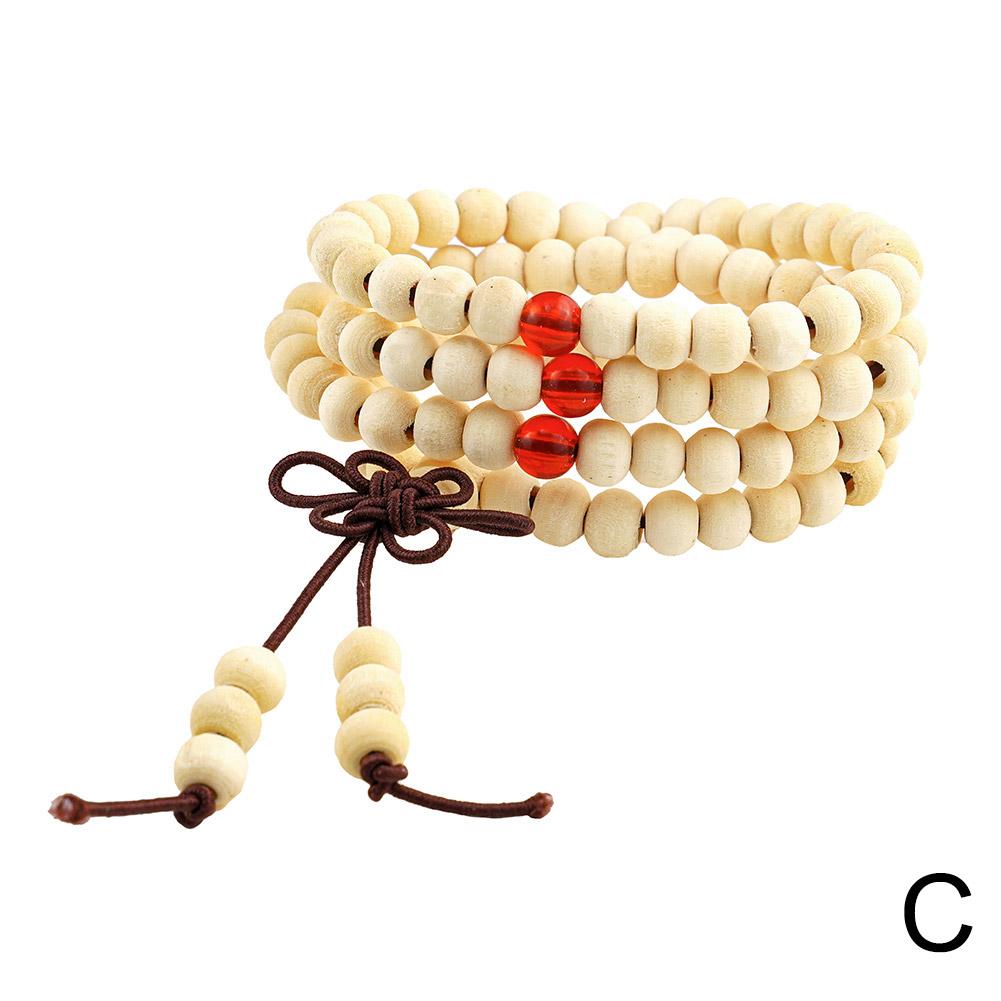 6mm Natural Sandalwood Buddhist Buddha Meditation 108 Beads Wood Prayer Bead Mala Bracelet Women Men Jewelry