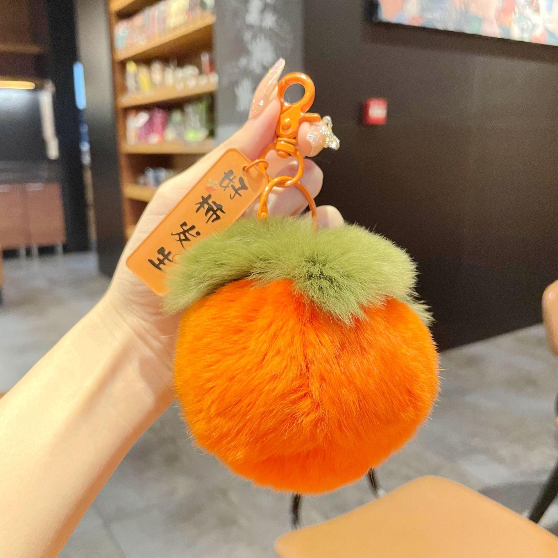 Real Rex Rabbit Hair Good Persimmon Happens Small Persimmon Pendant Everything Ruyi Persimmon Ruyi Plush Bag Pendant Keychain