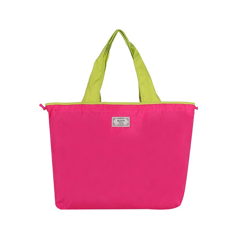 Eco-friendly Lightweight Water-repellent Foldable Shopping Bag with Drawstring Closure and Large Capacity