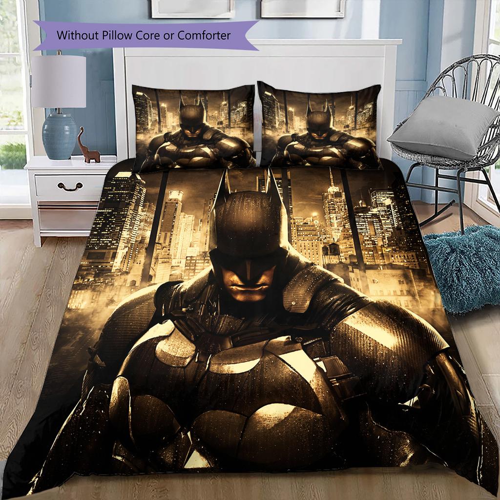 Retro Batman Bedding Set, 1 Duvet Cover & 2 Pillowcases, Vintage Home, Great Gift