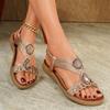 Sandali da Spiaggia Comodi con Suola Spessa, Decorati con Strass, Stile Bohemien, con Cinturino Elastico Posteriore, Slip-On, Calzature Estive per Donna
