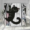 VIKAMA Cartoon Black Cat Climbing Shower Curtain Modern Minimalist Bathroom Fresh, Cozy, and Adorable Pet Vibes Machine Washable