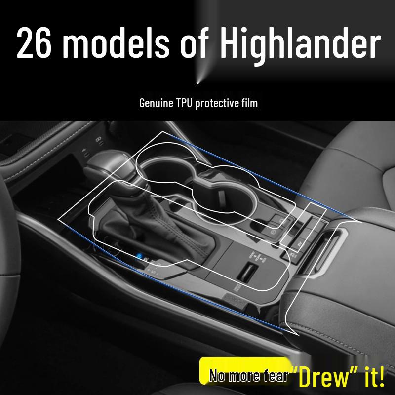 Fits 26 Toyota Highlander Models: Center Console Gear Shift Film & Navigation Screen Tempered Film