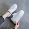 Cowhide flat-soled white shoes for women in spring and summer 2025, new mesh yarn breathable and heightening, loose women's platform single shoes, bo
