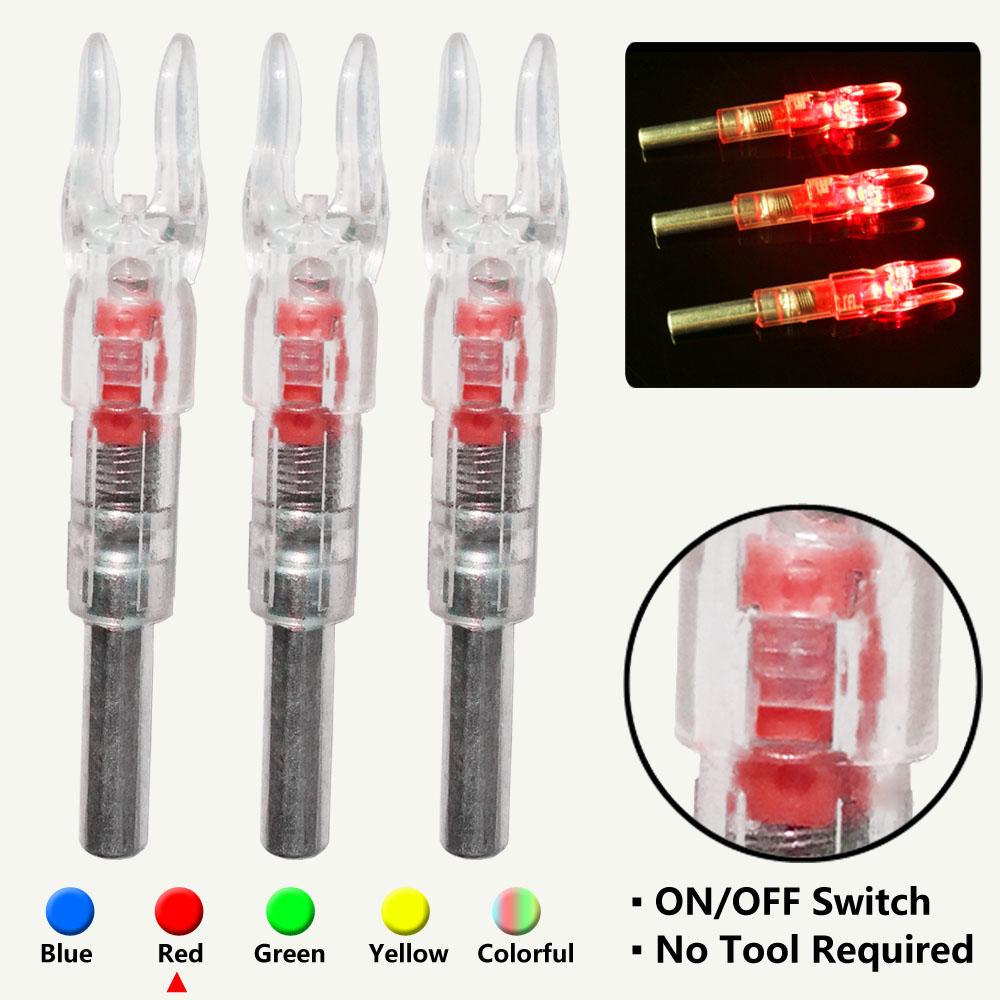 3PCS Archery Lighted Nocks Waterproof Universal Lighted Nocks with on off Switch