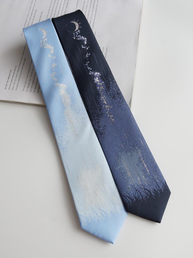 Original Hot Silver Blue Tie Meteor Creative Adult Gift for Men Women Tie