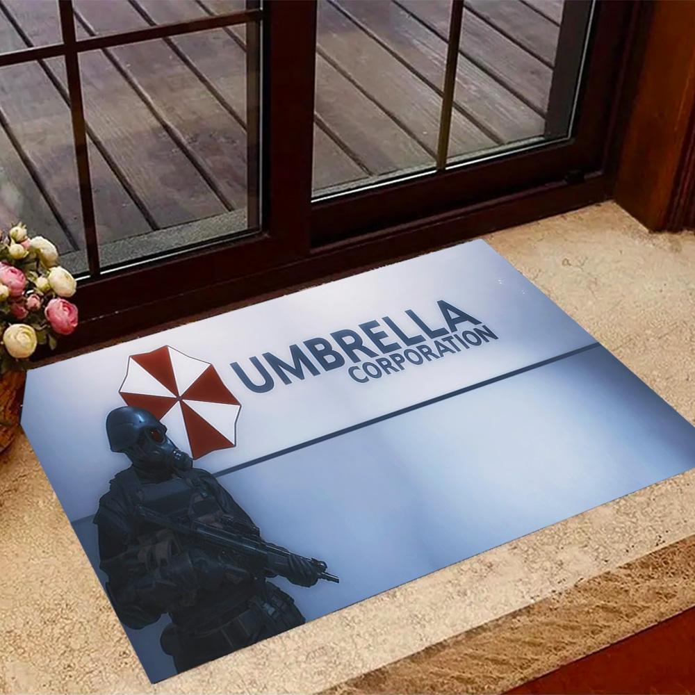 Tappeti Antiscivolo a Tema Logo Umbrella Corporation - Decorazioni per la Casa in Poliestere, Adatti per Camere da Letto, Soggiorni, Ingressi, Studi e Decorazioni