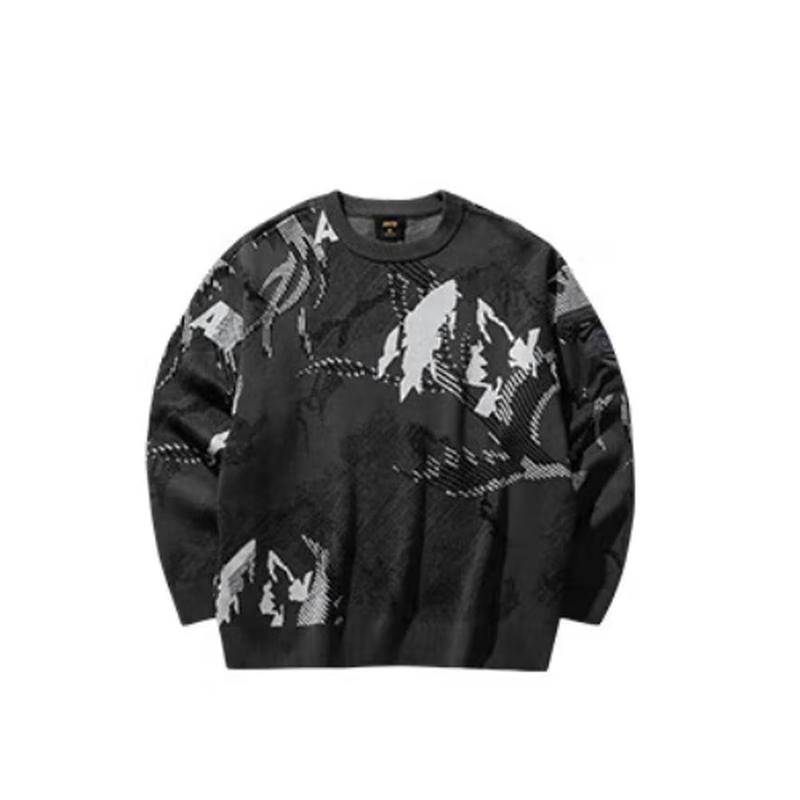 ANTA Men s Printed Crew Neck Cotton Knit Sweater 175/L