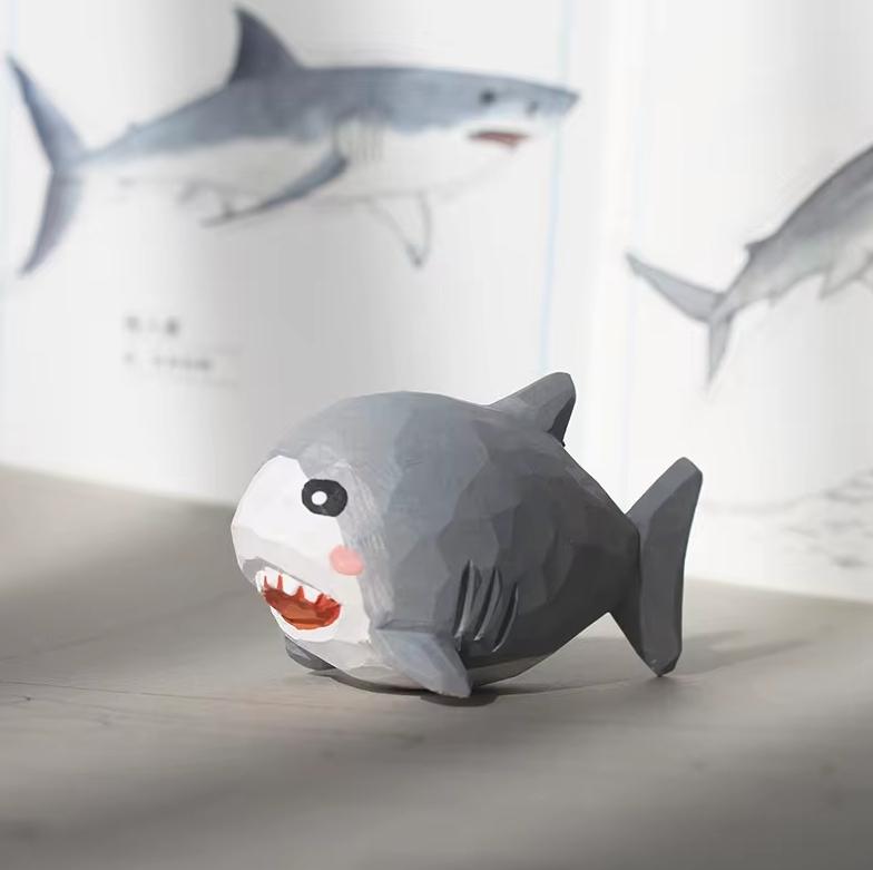 

Cute Cartoon Wooden Whale DeskTop Figurine Ornament Basswood Carving Animal Statue Home Decor Gift Ocean Series Event Souvenirs