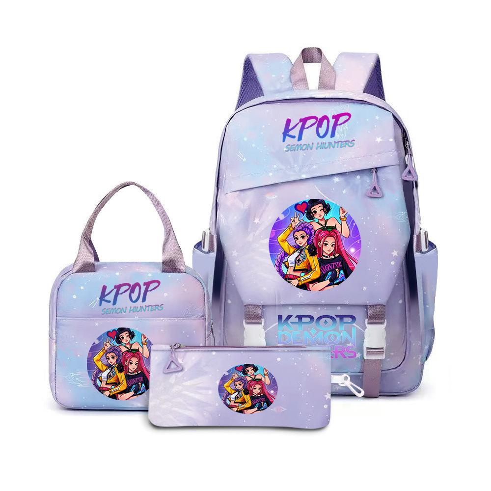 Kpop Demon Hunters, Elementary School Bag, Children'S Backpack, Lunch Bag, Pencil Bag, Three-Piece Set, Student Backpack