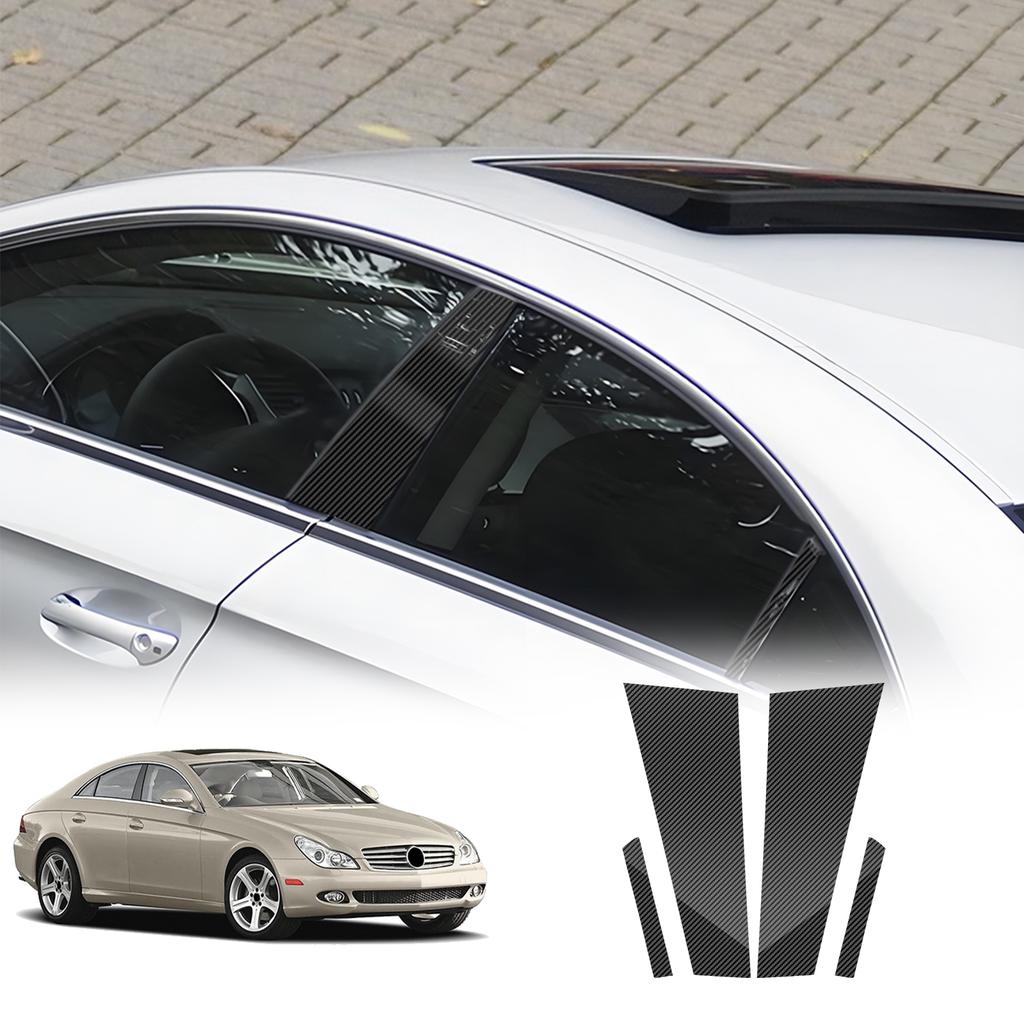 For 2004 2005 2006 2007 2008 2009 2010 Mercedes-Benz CLS C219 Glossy Black B Pillars Sticker Carbon Fiber Style