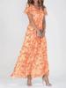 Summer Floral Chiffon Maxi Dress With Ruffle Vneck For Casual Wear