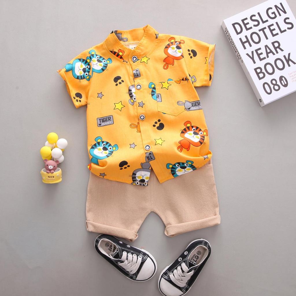 Boys' Summer Two-Piece Suit: Trendy Infant Short-Sleeved Outfit