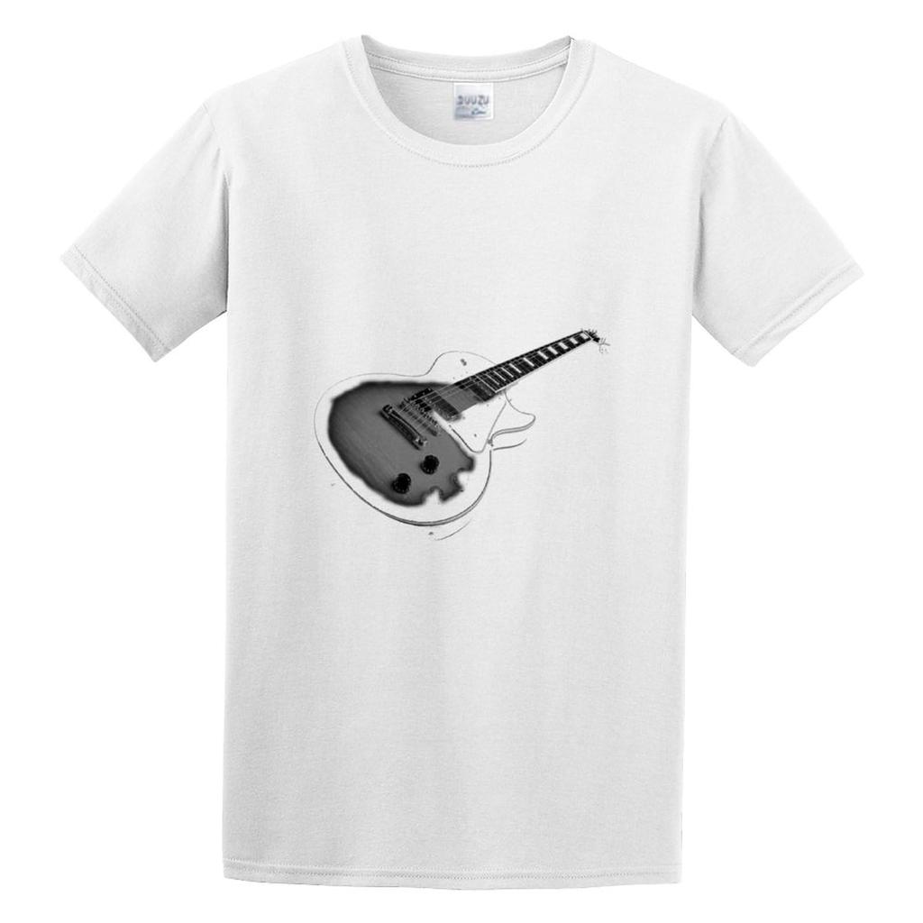 T Shirt Electric Guitar Fit Music Instrument Festival Band Cotton Shirt Cool and Breathable White