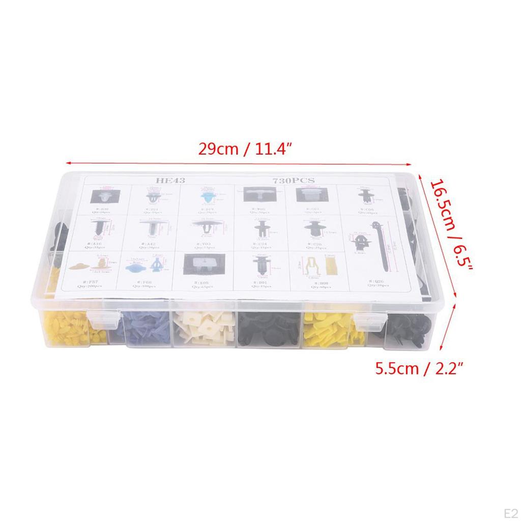 730x Halteklammern Auto Drucknieten Set Hochwertige Teile Zuverlässiges Autozubehör Ersetzt Befestigungselemente