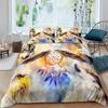 Dream Catcher Duvet Cover Set Purple Bedding Set Chic Boho Mandala Floral Feather Design Galaxy Comforter Cover Set Queen Size