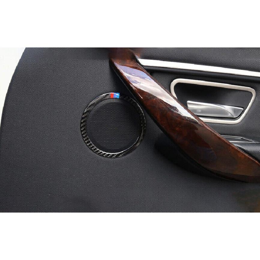 For BMW 3 4 Series M3 M4 2013-19 Real Carbon Fiber Inner Door Speaker Ring Trim