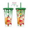 Christmas Color Changing Cup Santa Large Capacity Cold Sensitive Straw Cup Reusable Drinkware Gift for Party Kids and Adults