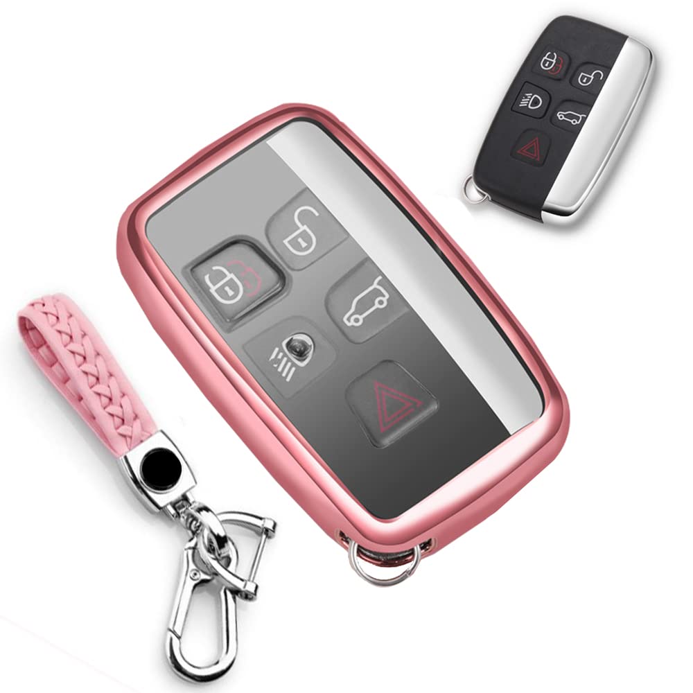 

LETINGFAR Чехол для ключа для Land Rover, Чехол для смарт-ключа, Крышка для ключа, 5-кнопочный ТПУ, ROVER-TPU-YK-PJS-11 розовый