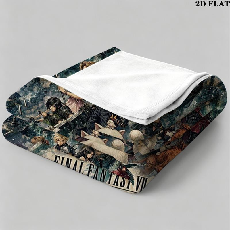 ffvii Game Print Flannel Blanket High Quality Warm Comfortable Cover for All Seasons Perfect for Gifts Home Decor