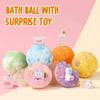 Bath Salt Ball with Surprise Toy Inside Fruity Floral Plants Extract Handmade Natural Sea Salt Ball Bubble Bath Ball Women Men SPA Bath Gift