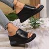 Fashion Slippers Black Wedge Platform 2025 New Women Sandals Women Open Toe Women Orthopedics Thick Bottom Beach High Heels Slide