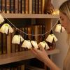Cute Spooky Home Decor Halloween Ghost String Light, Hanging Fabric with Wizard Hat, Gift for Kids Glowing Fairy Lights Fireplace Party Decoration Hat