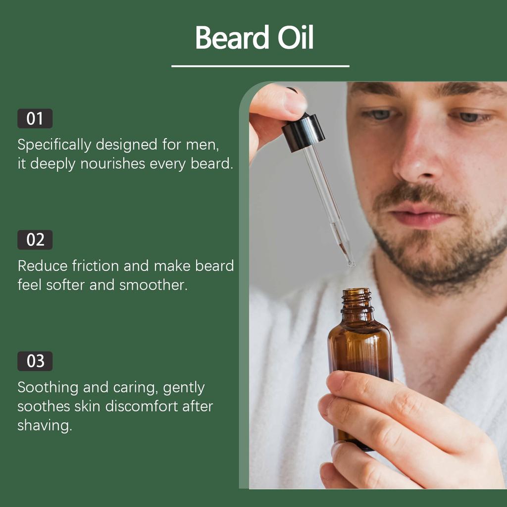 Huile de soin pour barbe pour hommes, solution de soin capillaire nettoyante, nourrissante, hydratante, réparatrice et lissante en douceur 30 ml