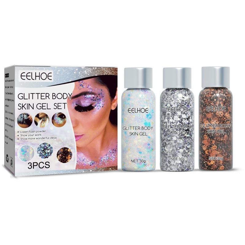 

EELHOE Sequins Gel Set, Makeup Fish Scale Sequins Stage Performance Eyeshadow Makeup Props Gel Glitter