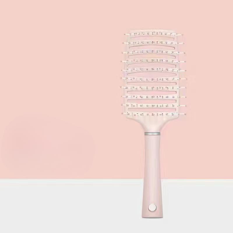 

Расческа для корней волос и ребер — это специальная массажная плойка с воздушной подушкой, большая изогнутая расческа для длинных волос Big bend Comb - pink