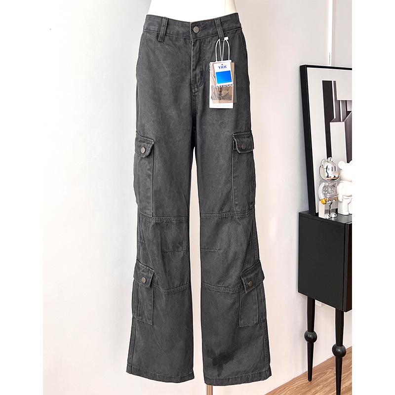 

Корейские 3D брюки карго с микроклешем и эффектом потертости XL