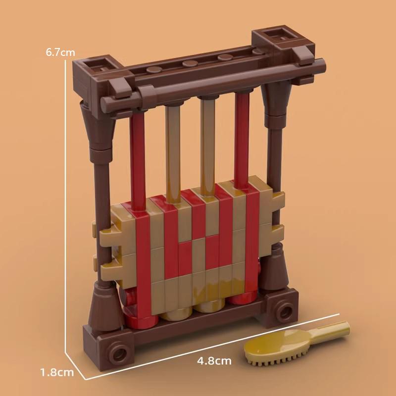 MOC Medieval Furniture Building Blocks Cannon Sheepskin Leather Rack Spinning Wheel Map Desk Loom Bricks Toys Kids Gift