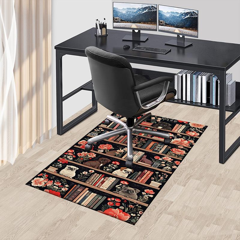 1PC Bookshelf Flowers Extra Large Non Slip Floor Carpet, Office, Family, Bedroom, Studio   Large Area Rug Indoor Rugs, , Vibrant Colors