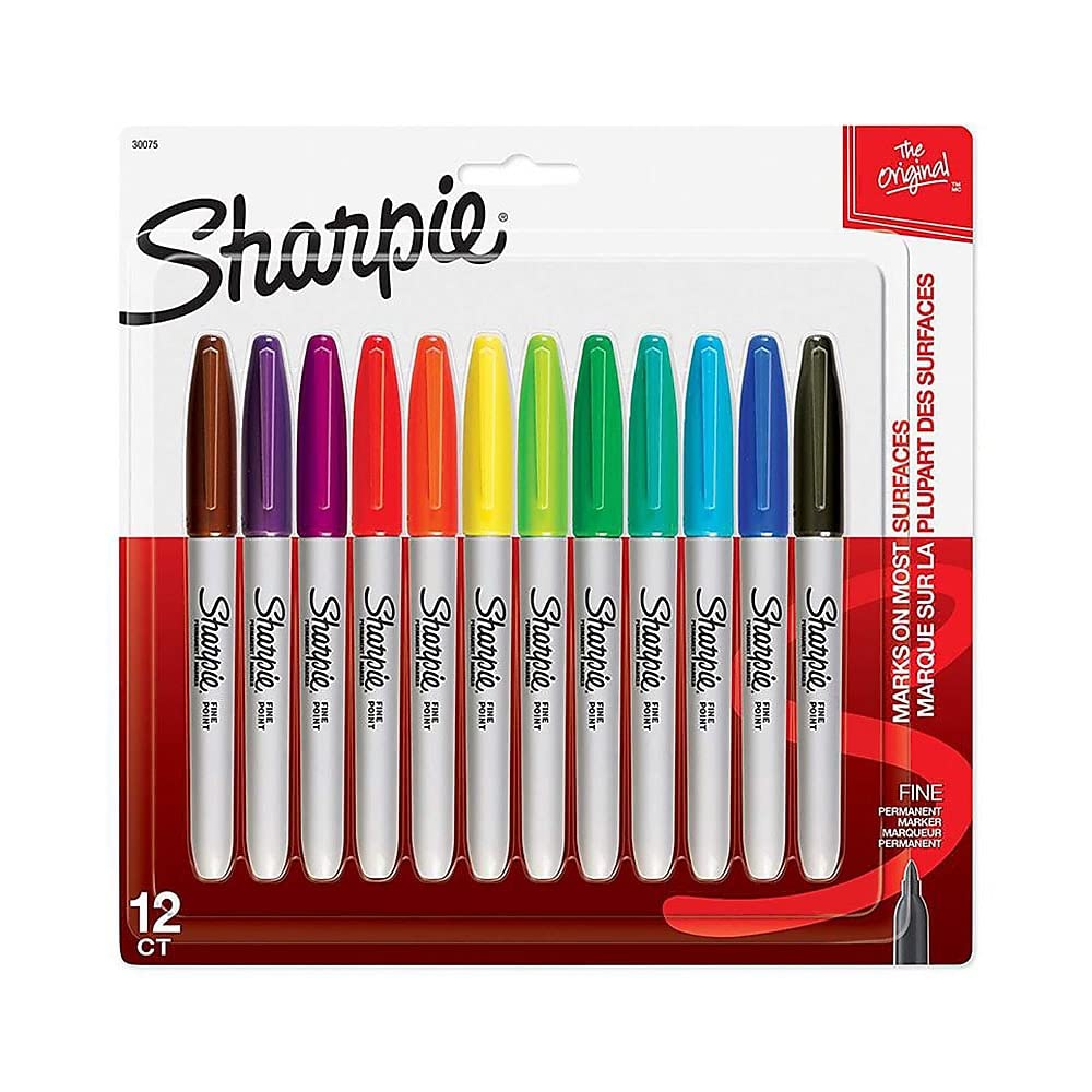 Набор из 12 тонких масляных маркеров Sharpie 30072 разных цветов.